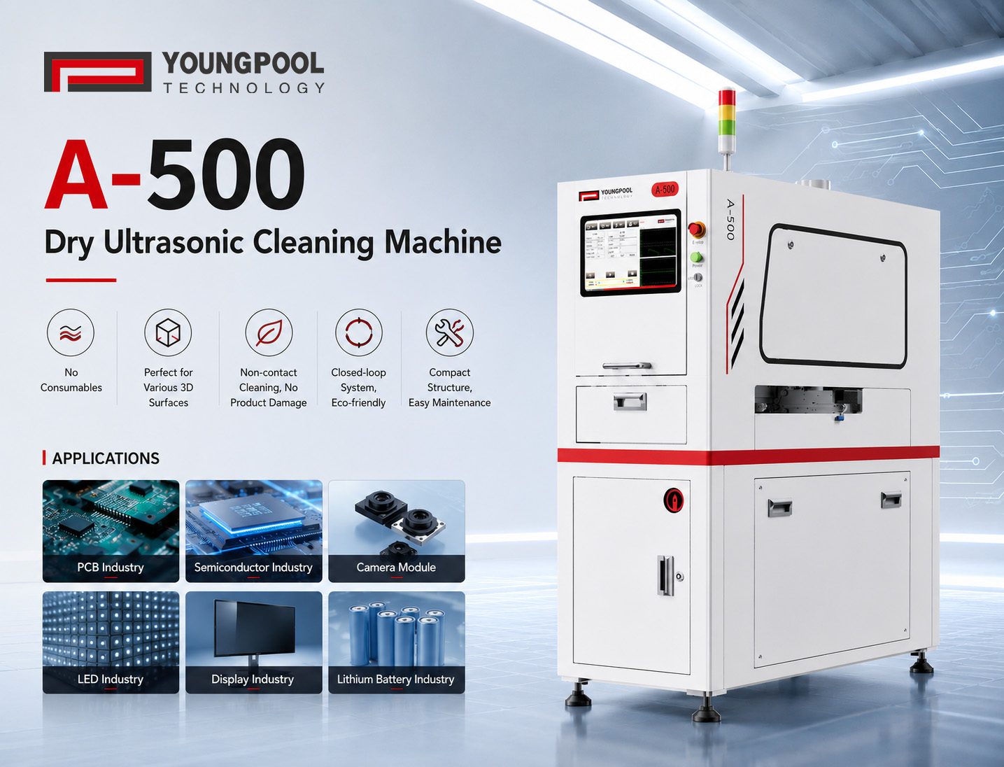 Youngpool Technology ドライ超音波洗浄機 | PCB表面洗浄のための非接触ソリューション